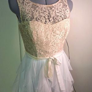TeezeMe Beige & White Layered Tulle Dress Size 5